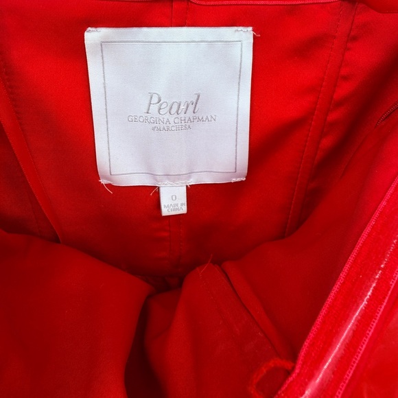 Pearl Georgina Chapman Marchesa Red Tulle Strapless Cocktail Dress Size 0 - Picture 5 of 6